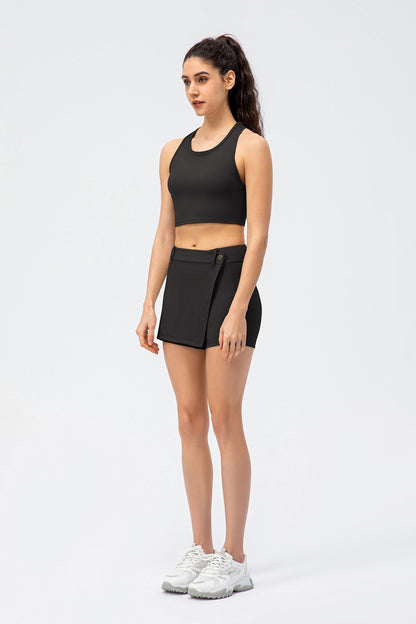 Mid-Waist Split Front Skort