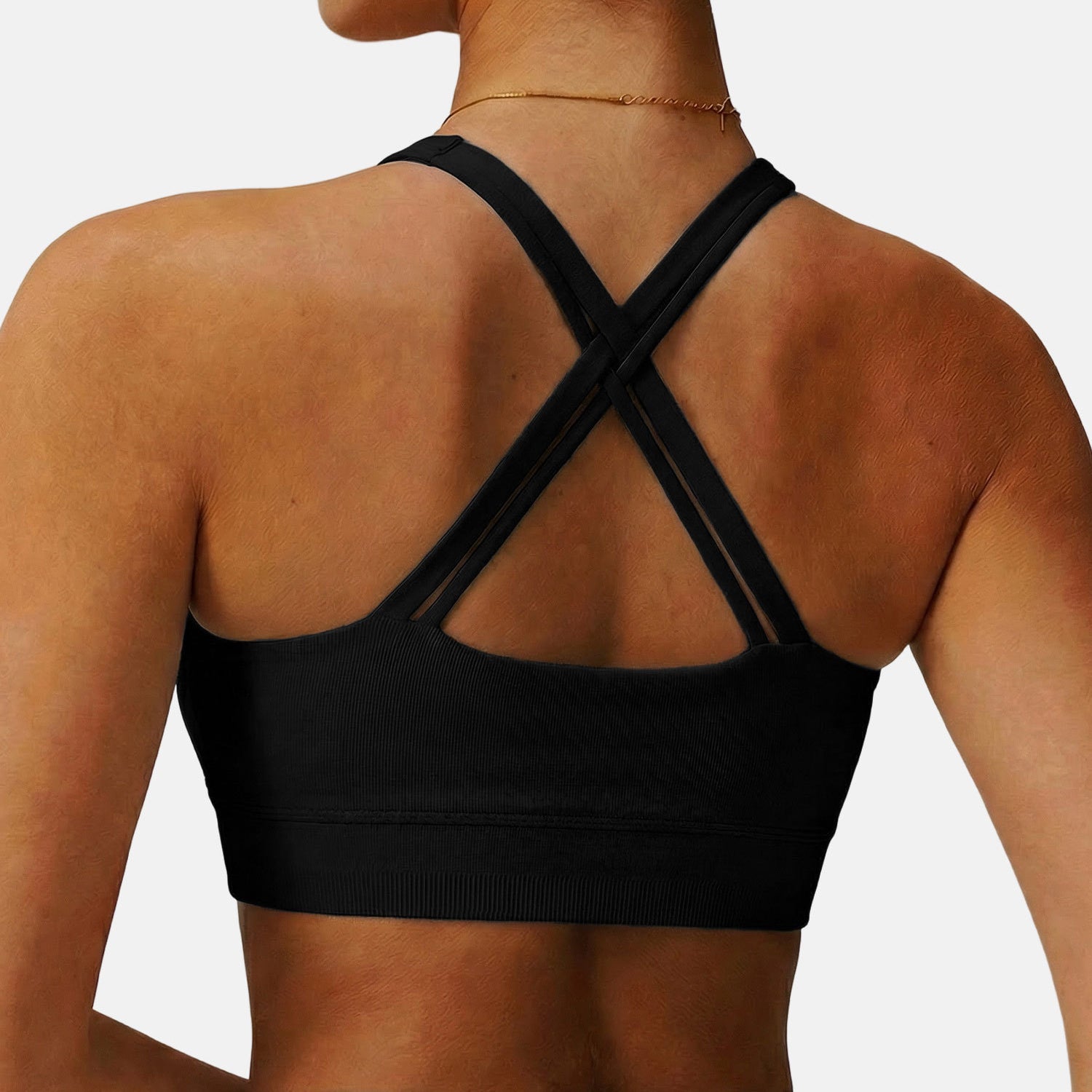 U-Shaped Neckline Yoga Tank Tops Criss Cross Back Sports Bra