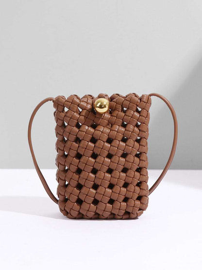 PU Leather Woven Mobile Phone Bag | Stylish Shoulder Crossbody Design