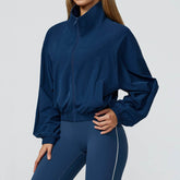 Full Zip Athletic Jacket Cropped Coats with Pockets