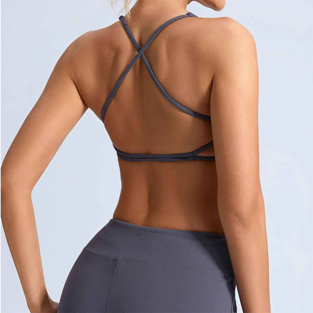 Open Back Strappy Sports Bras Crisscross Yoga Crop Tanks