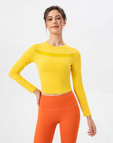 Mesh Splicing Workout Tops Long Sleeve Athletic T-Shirts