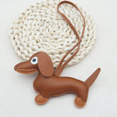 Cute Leather Dachshund Keychain