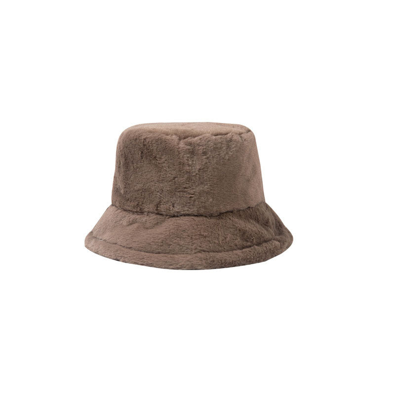 Faux Fur Winter Bucket Hat Fuzzy Warm Fisherman Cap