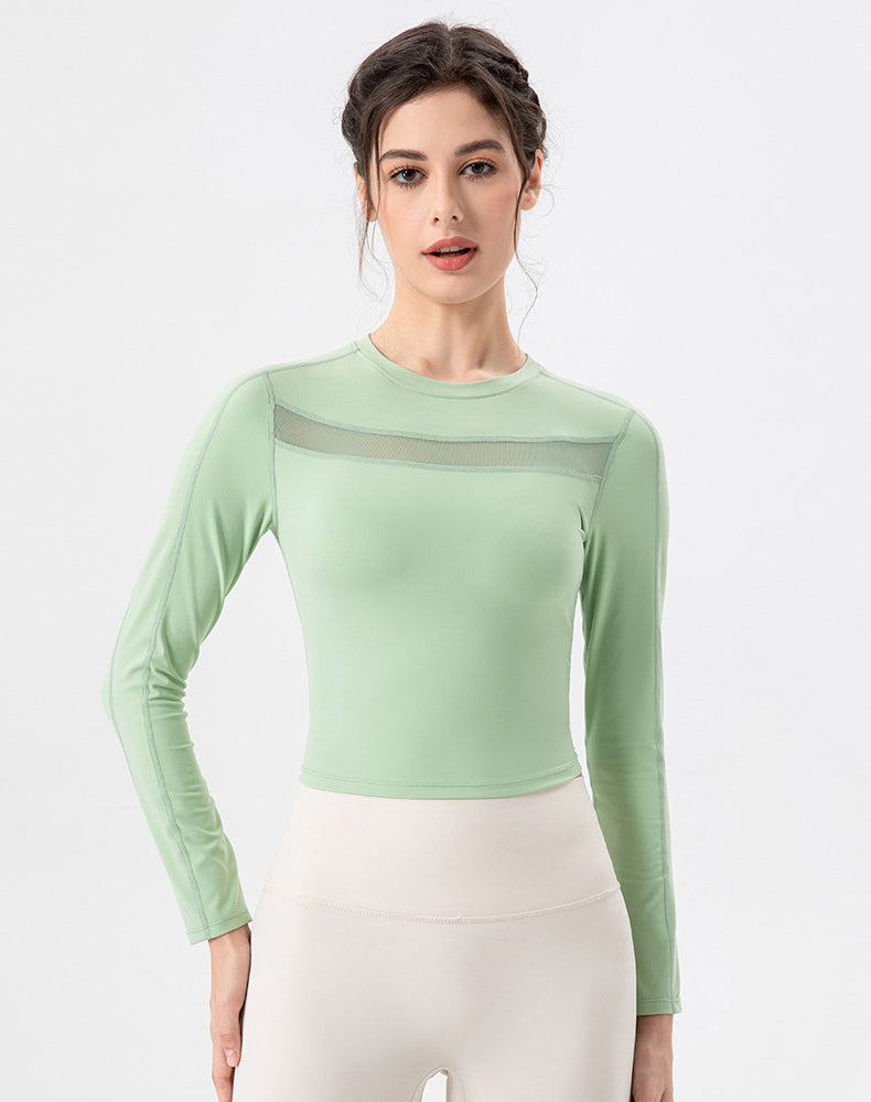 Mesh Splicing Workout Tops Long Sleeve Athletic T-Shirts