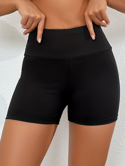 Stretchy High Waist Solid Black Trunks