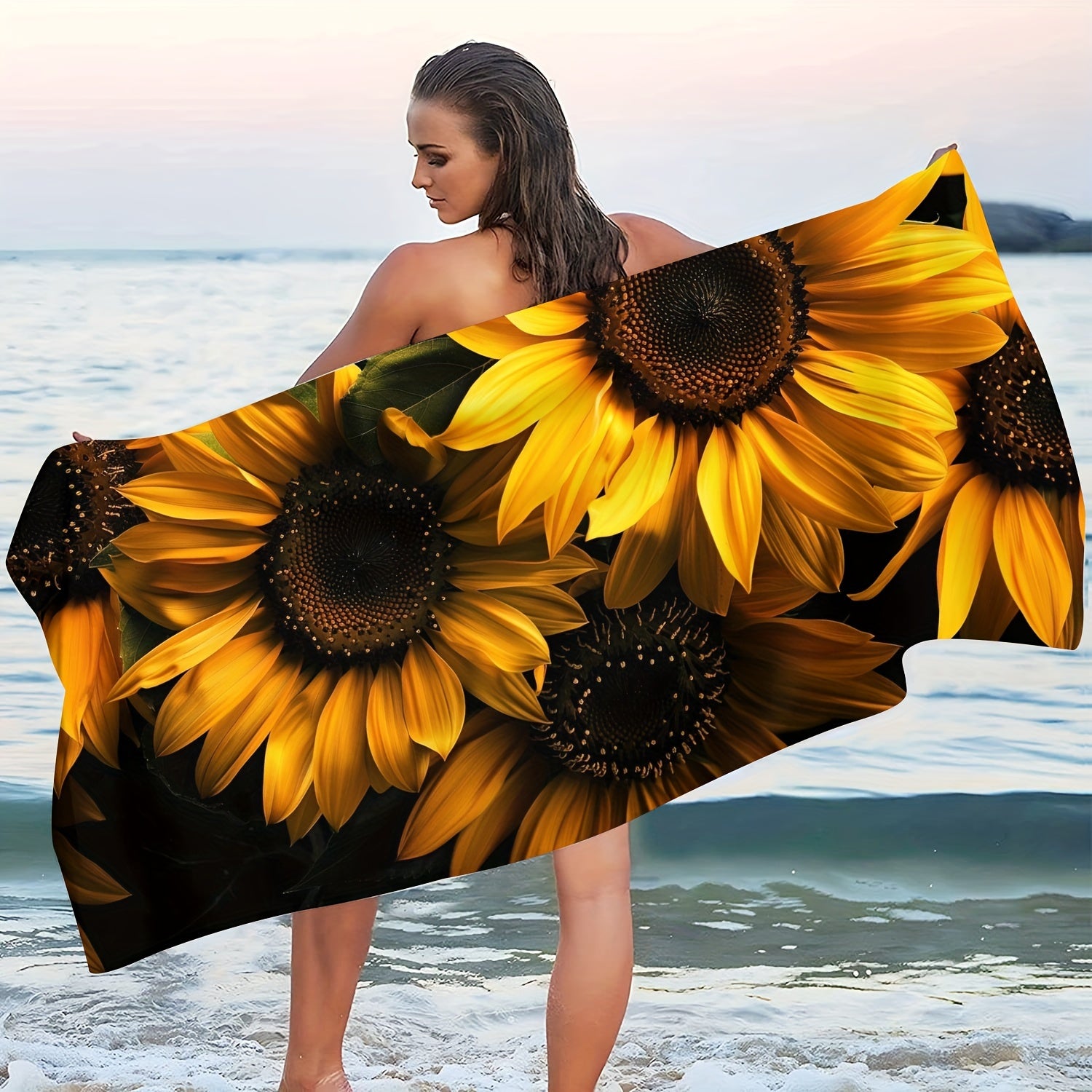 Sunflower Pattern Beach Towel