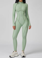 Long Sleeve Zip Front Sport Jumpsuits One Yoga Rompers