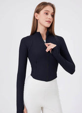 Cropped Running Jacket with Thumb Holes