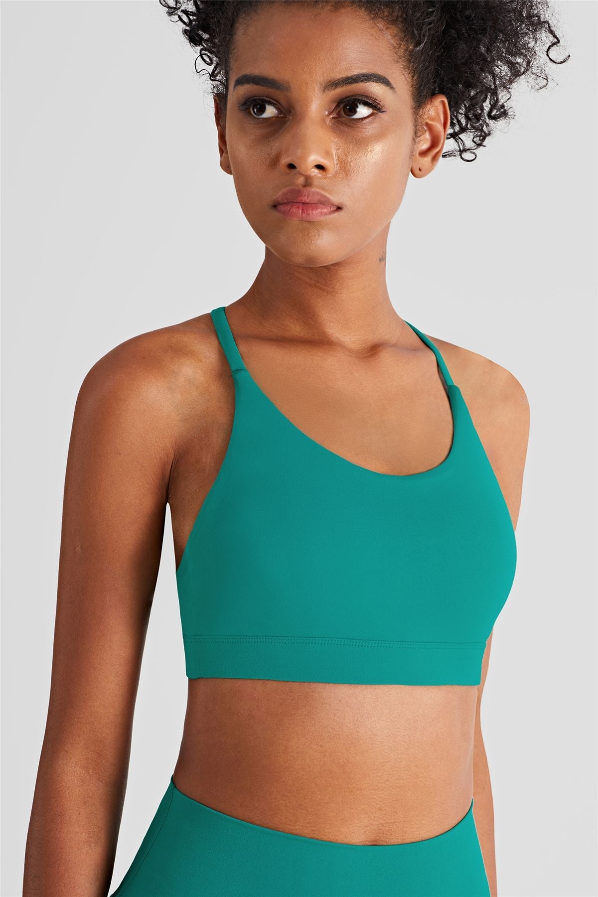 Triangle Back Sports Bra with Spaghetti Straps - Supportive &amp; Stylish