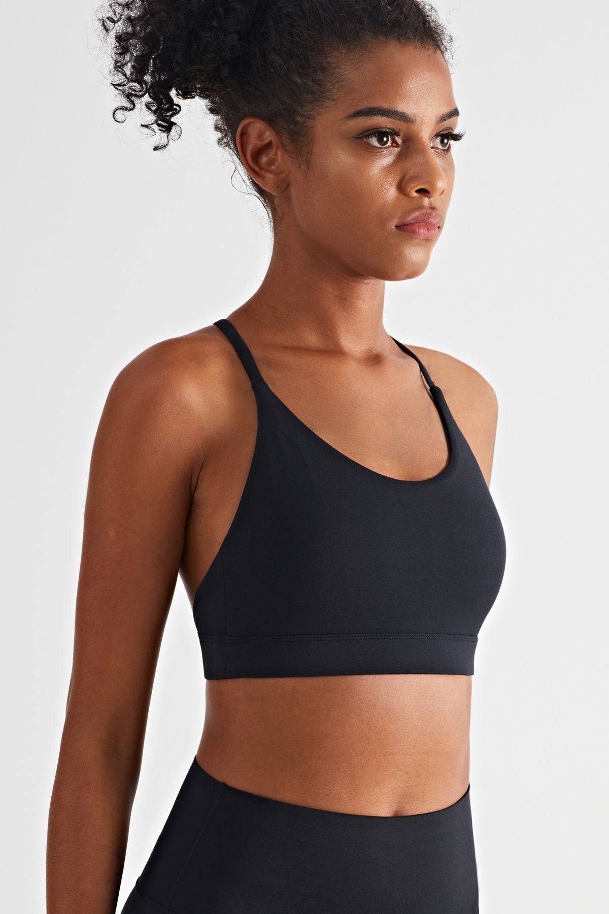 Triangle Back Sports Bra with Spaghetti Straps - Supportive &amp; Stylish