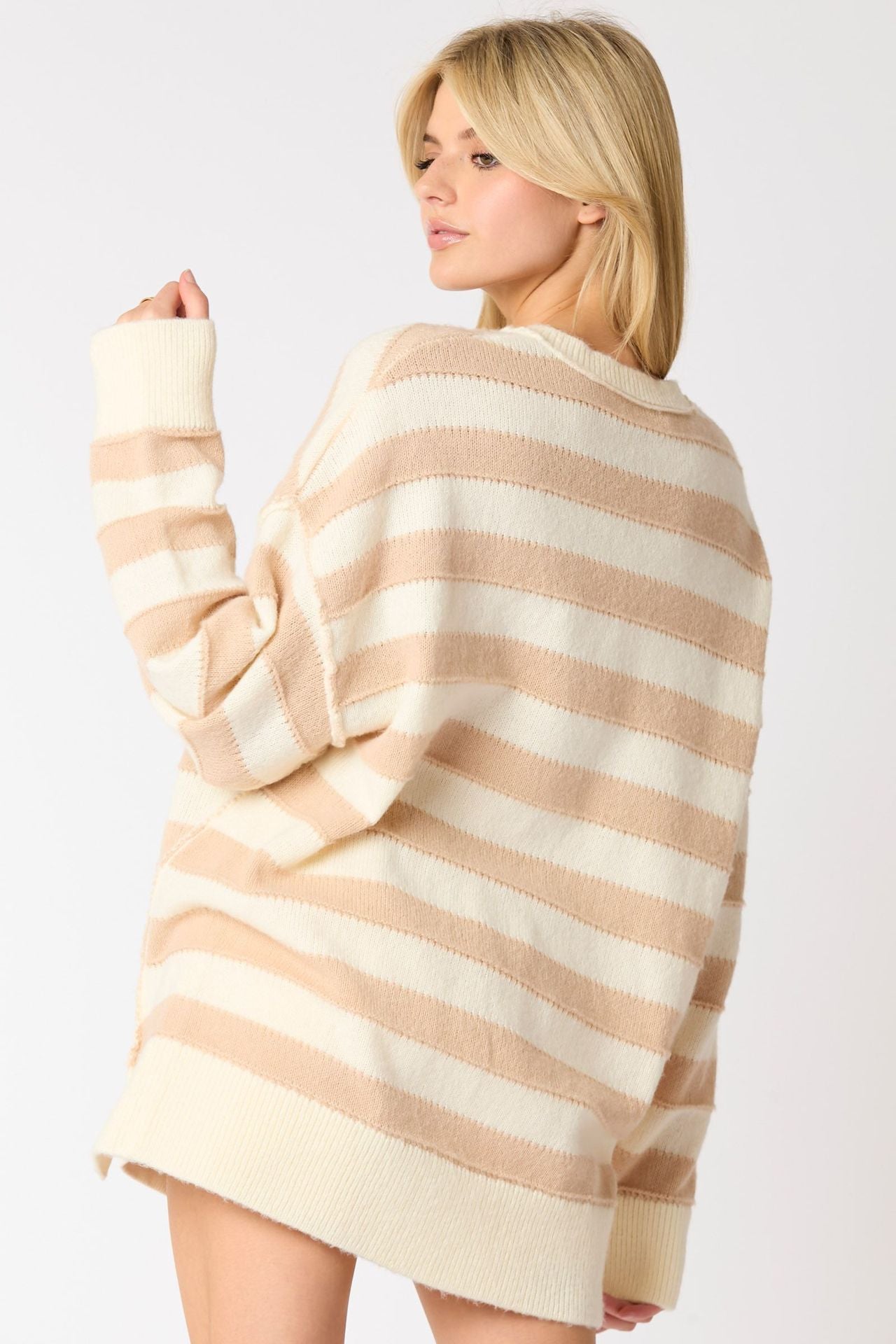 Long Sleeve Button Striped Pullover Sweater | Stylish &amp; Versatile