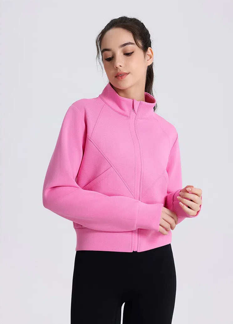 Windproof Collar Yoga Jacket With Zipper