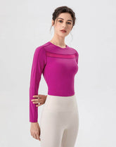 Mesh Splicing Workout Tops Long Sleeve Athletic T-Shirts