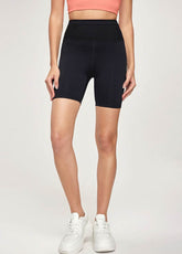 High Waisted Tummy Control Biker Shorts with Wraparound Waist Pockets