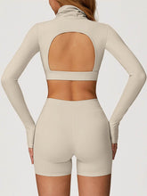Sport Set with Turtleneck Long Sleeve Crop Top and Short