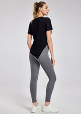 Irregular Slit Short Sleeve Yoga T-Shirts