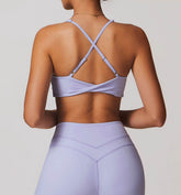 V Neck Twist Back Sports Bra with Padded