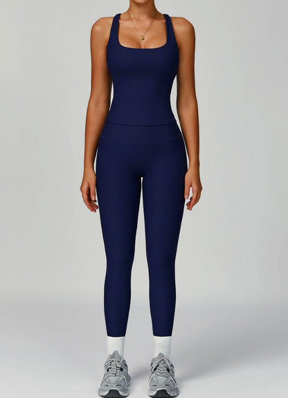 Ribbed Activewear Set with Sports Tank Top and Legging