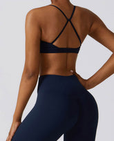 Strappy Criss-Cross Back Sports Bra with Removable Pads