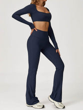 Sport Set with Square Neck Crop Top and Flared Pant