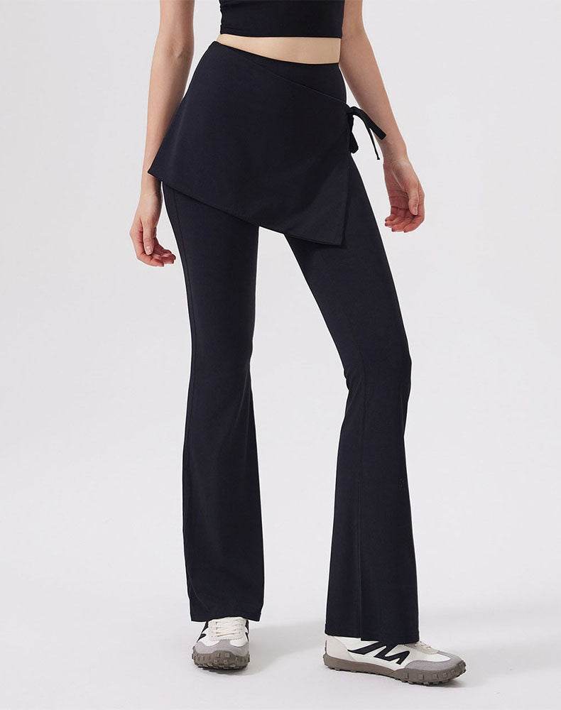 High Waisted Yoga Flare Leggings Wide Leg Pant with Skirt