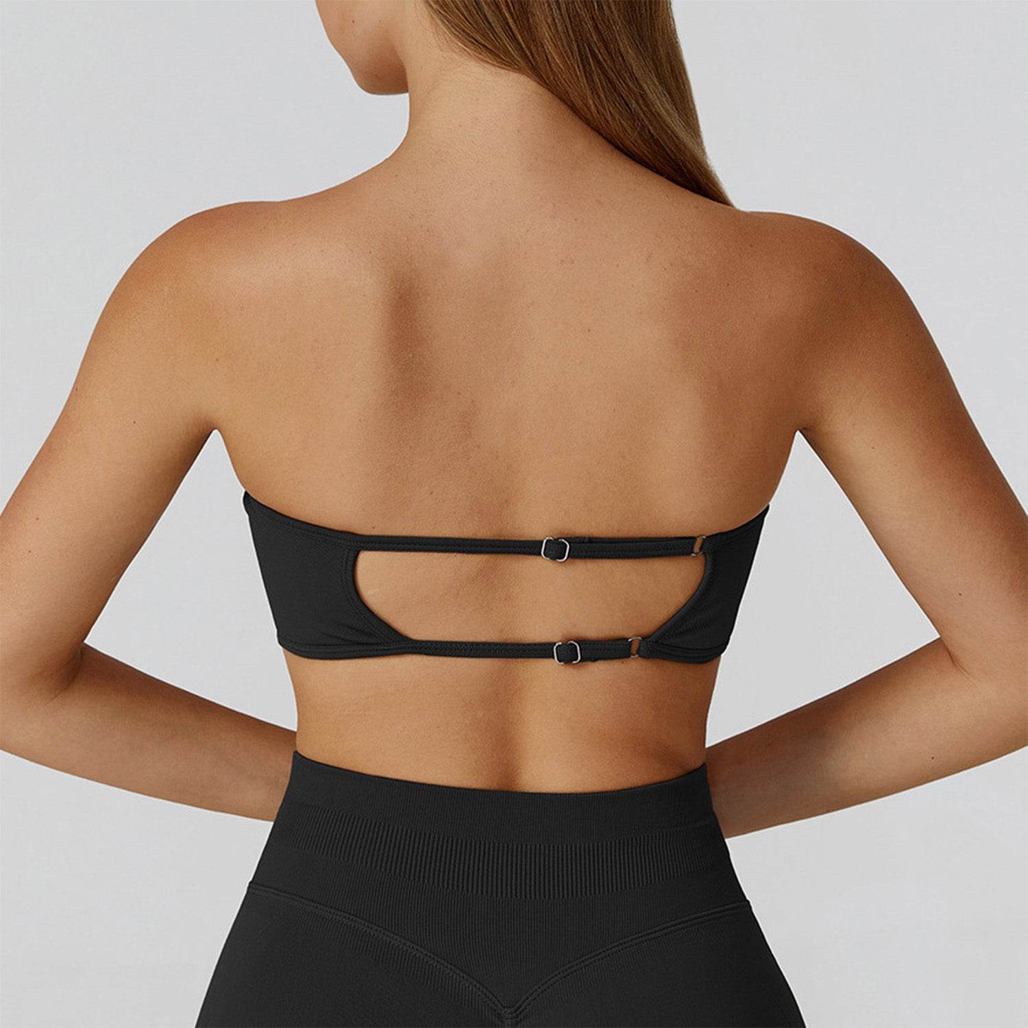 Strapless Bandeau Sport Bra Crop Sleeveless Yoga Tube Top