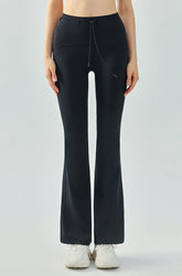 High Waist Athletic Flare Pants Yoga Trousers with Drawstring
