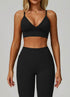 V Neck Adjustable Shoulder Straps Sports Bra