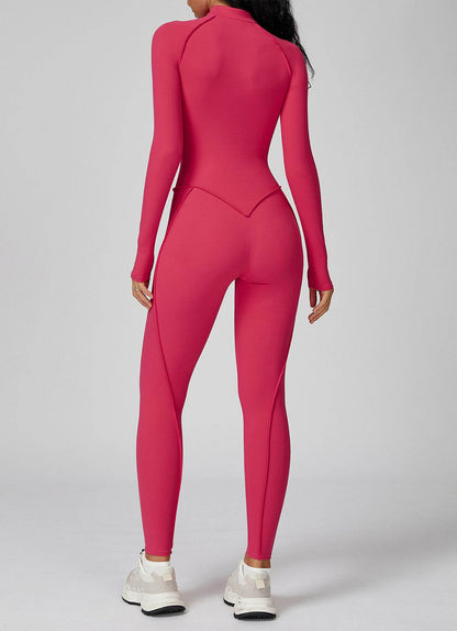 Long Sleeve Zip Front Sport Jumpsuits One Yoga Rompers