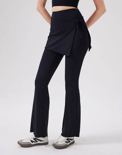 High Waisted Yoga Flare Leggings Wide Leg Pant with Skirt