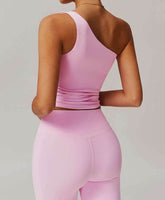Solid One Shoulder Yoga Tank Top
