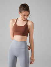 Cross Spaghetti Straps Sports Bra with Removable Chest Pad