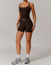 Athletic Wear Sets with Square Neck Tank Tops and Shorts