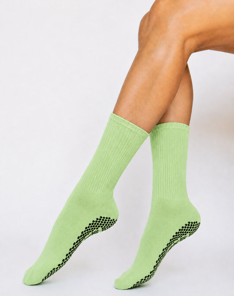 Pilates Yoga Crew Socks with Non Slip Grippers