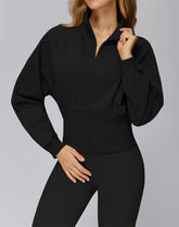 Zip Up Casual Jacket Workout Long Sleeve Crop Tops