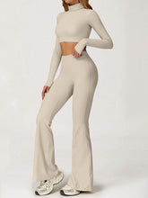 Sport Set with Turtleneck Long Sleeve Crop Top and Flared Pant