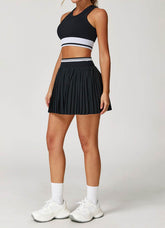 Colorblock Tennis Set with Racerback Vest and Pleated Skirt