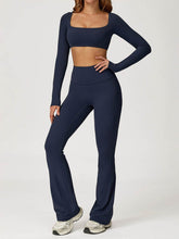 Sport Set with Square Neck Crop Top and Flared Pant