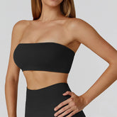 Strapless Bandeau Sport Bra Crop Sleeveless Yoga Tube Top