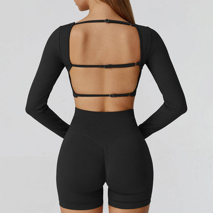 Long Sleeve Crop Top Yoga T-Shirt with Built in Bra