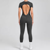 Short Sleeve Backless Yoga Jumpsuits