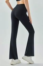 High Waist Athletic Flare Pants Yoga Trousers with Drawstring
