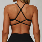 Spaghetti Straps Cross Back Sports Bra