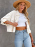 Lapel Collar Waffle Knit Short Jacket | Cozy & Chic for Every Occasion