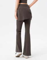High Waist Fake Two Pieces Trouser Skirt Yoga Flared Pant