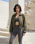 Stand Collar Casual Jacket Long Sleeve Tight Hem Crop Tops -