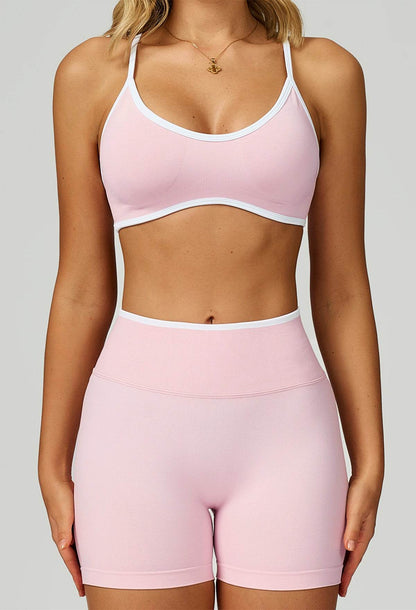 Sport Set with Color Block Sports Bras and Short