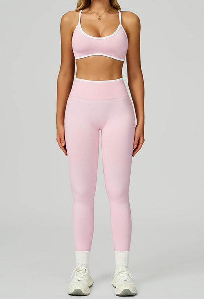 Sport Set with Color Block Sports Bras and Legging