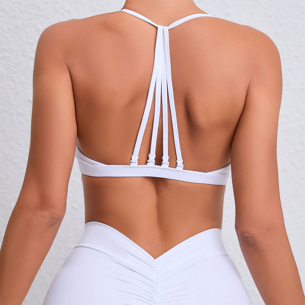 Strappy Open Back Sports Bras Criss Cross Yoga Crop Tops